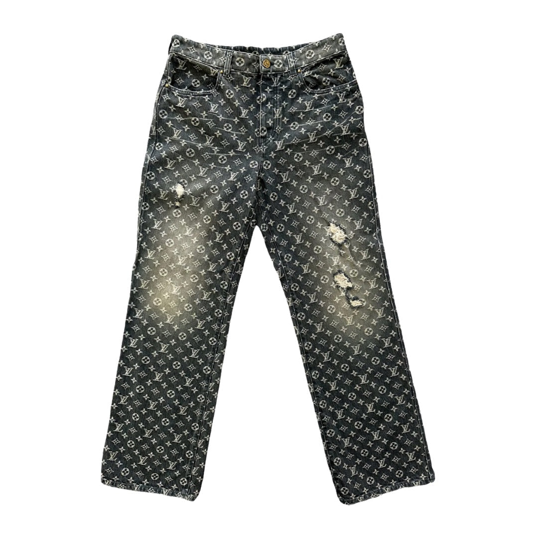 LOUIS VUITTON GREY MONOGRAM BAGGY JEANS