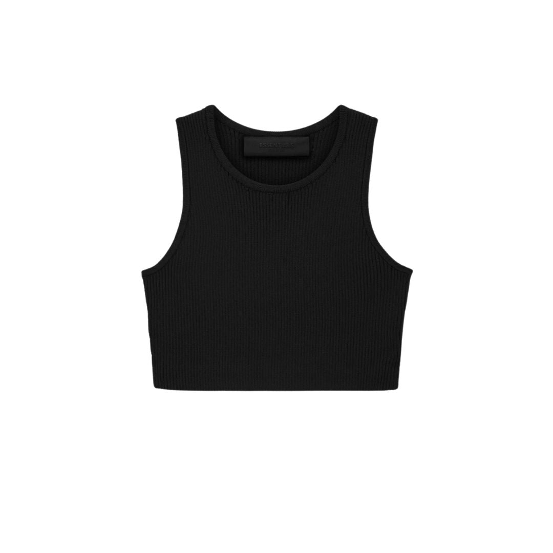 ESSENTIALS WOMENS RIBBED SPORTS TANK TOP JET BLACK