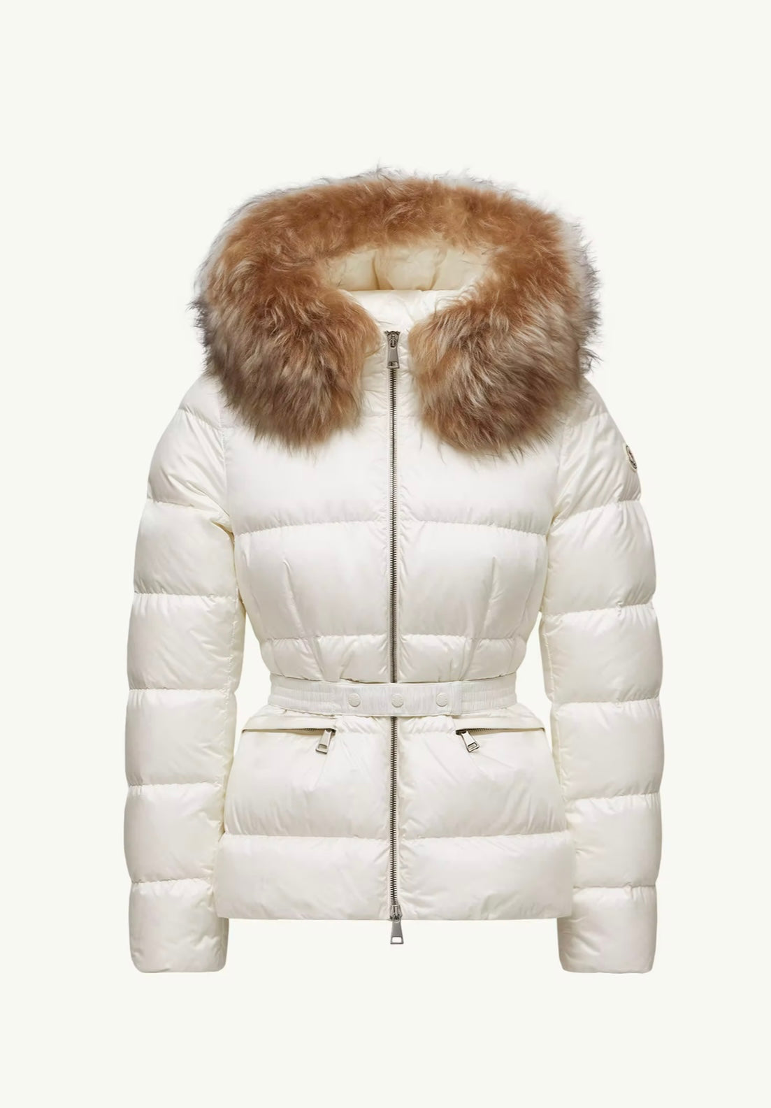 GUBBINO MONCLER DONNA BIANCO CON PELLICCIA BEIGE