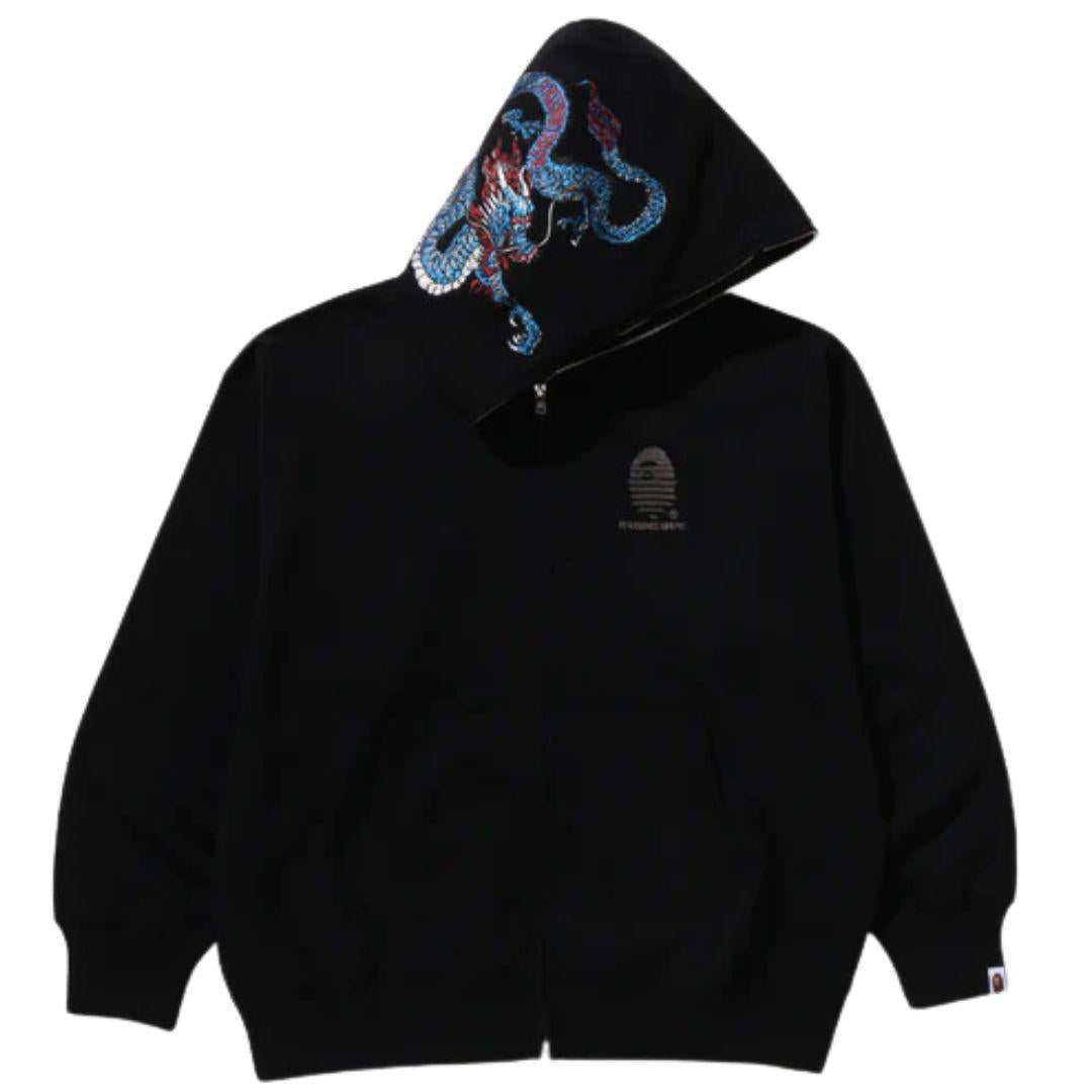 BAPE TIGER & DRAGON FULL ZIP HOODIE BLACK