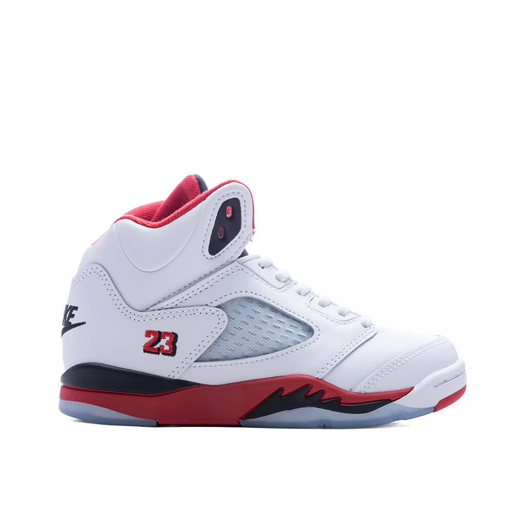 Air Jordan 5 Retro OG Fire Red 'Black Tongue' (PS) - White/Fire Red/Black