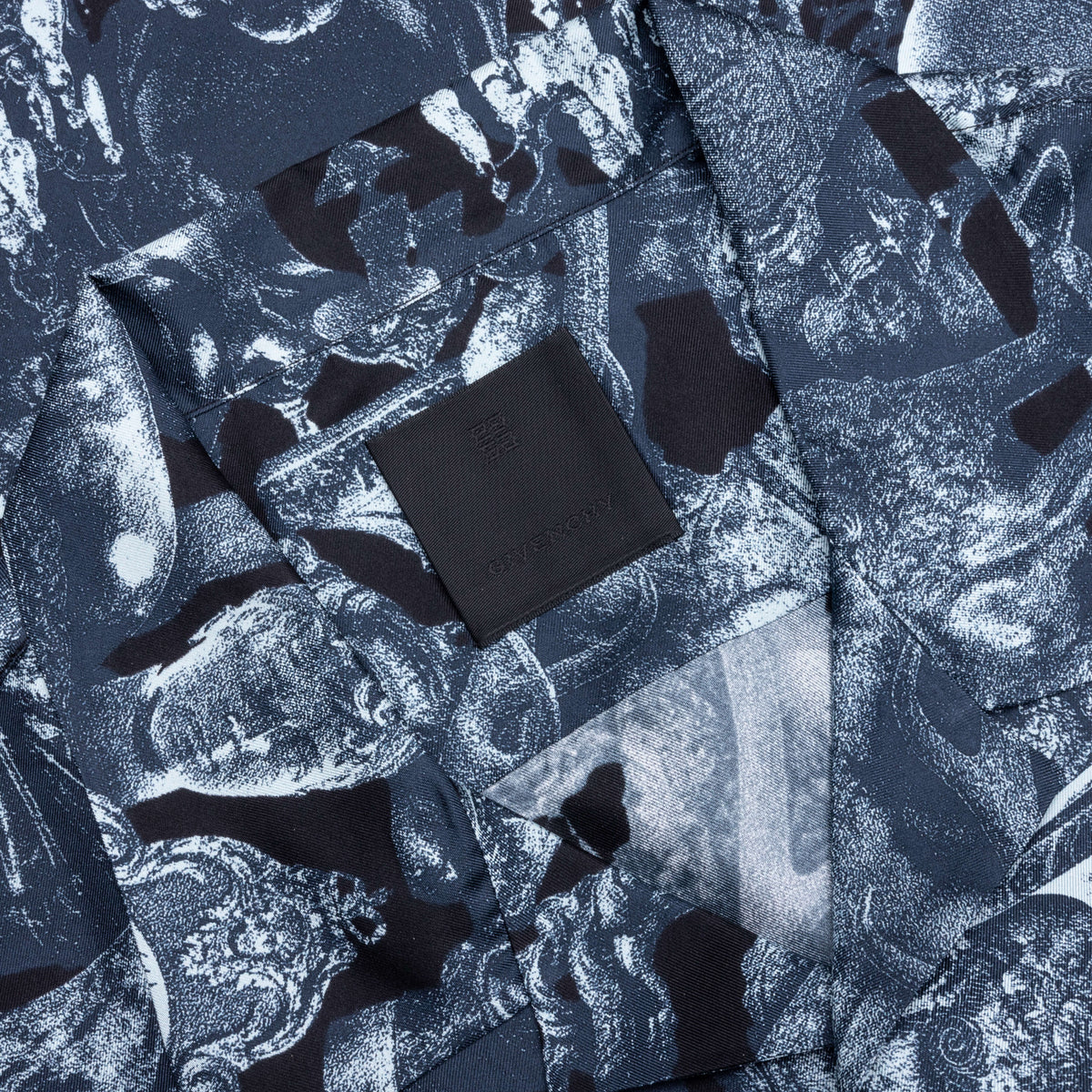 Silk Shirt with Hubert Objects Print - Black/Navy