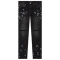 P001 - Black Paint Knee Slit Jacquard Monogram