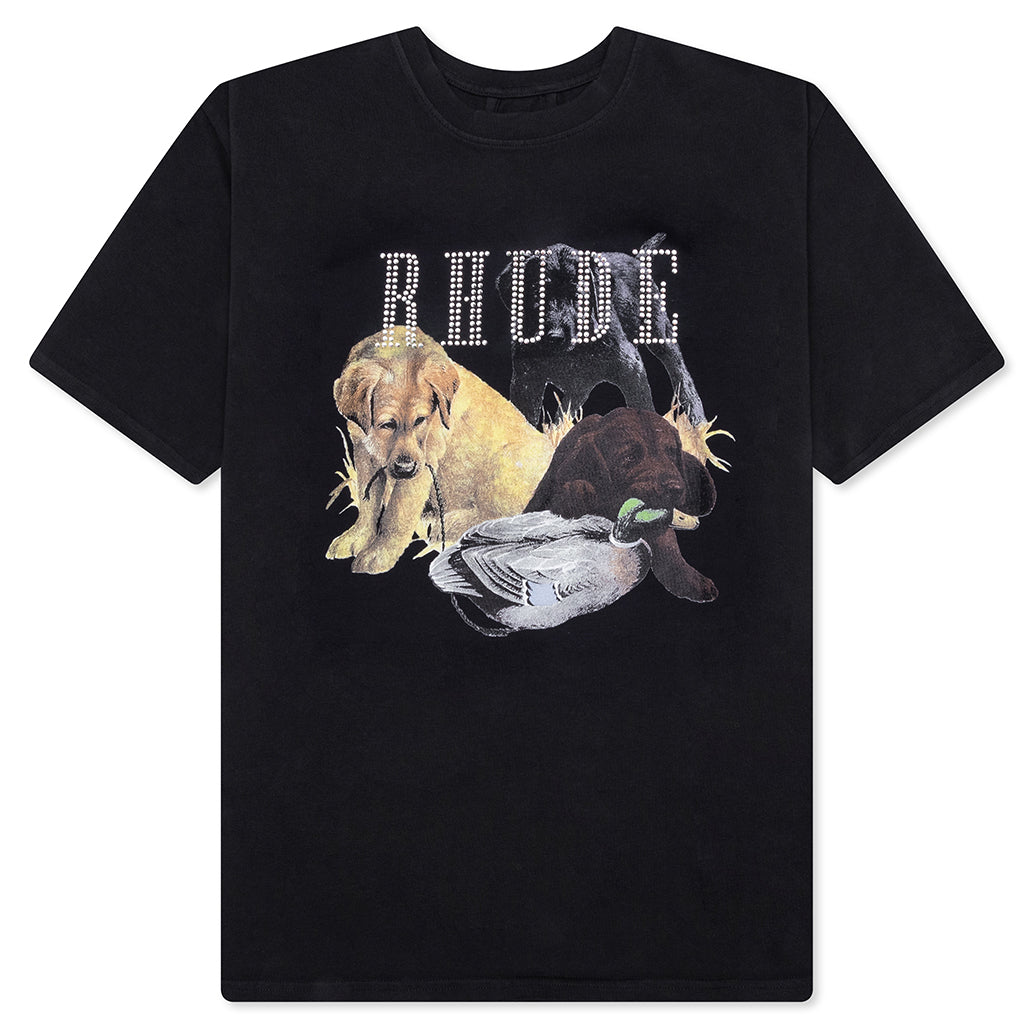 Rhinestone Hunting Dog Tee - Vintage Black