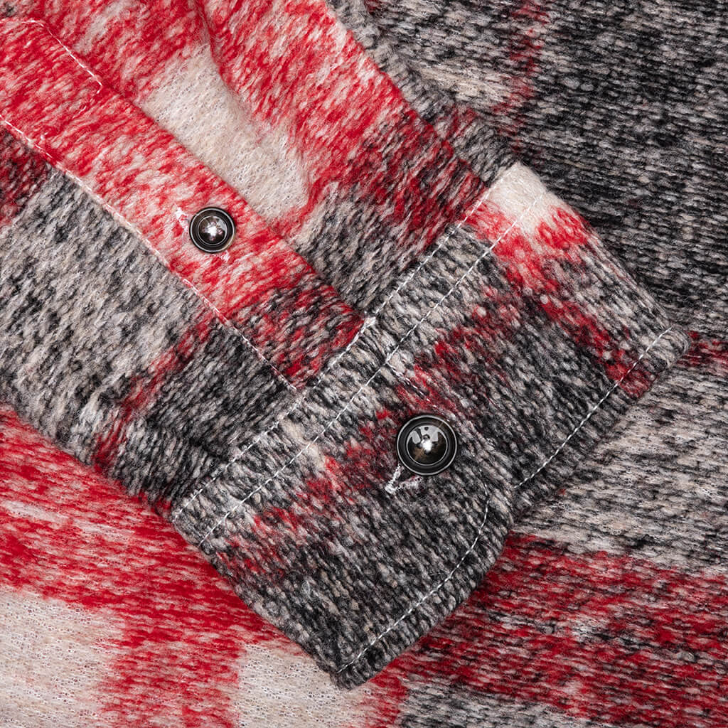 Plaid Knit Shirt - Red