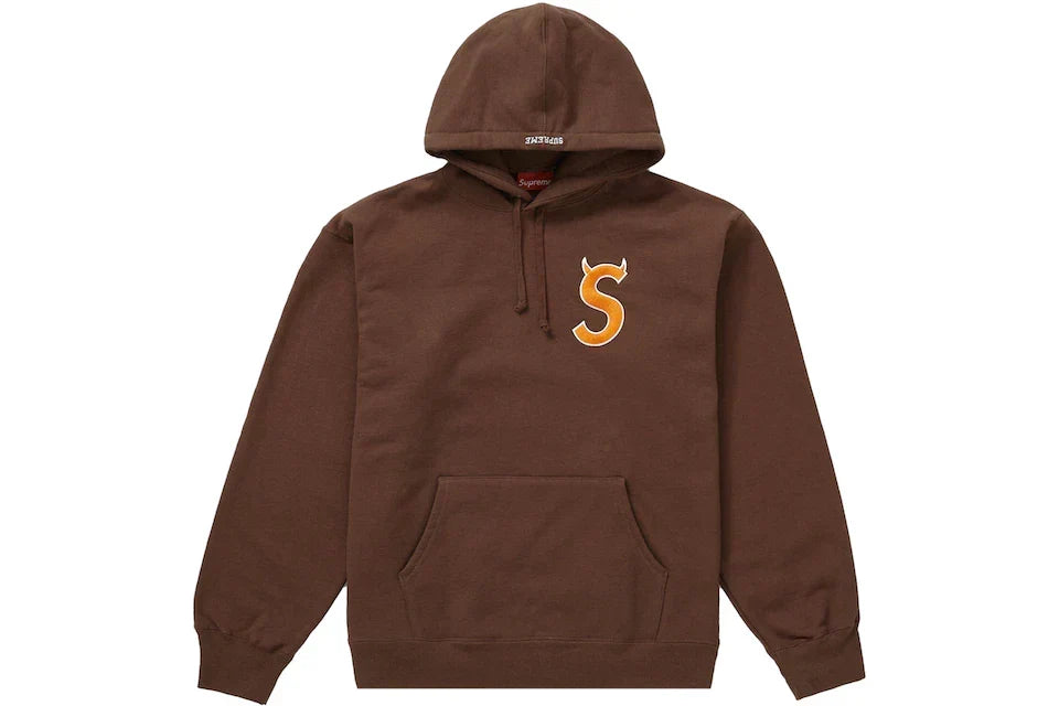 SUPREME S LOGO HOODED SWEATSHIRT BROWN FW22