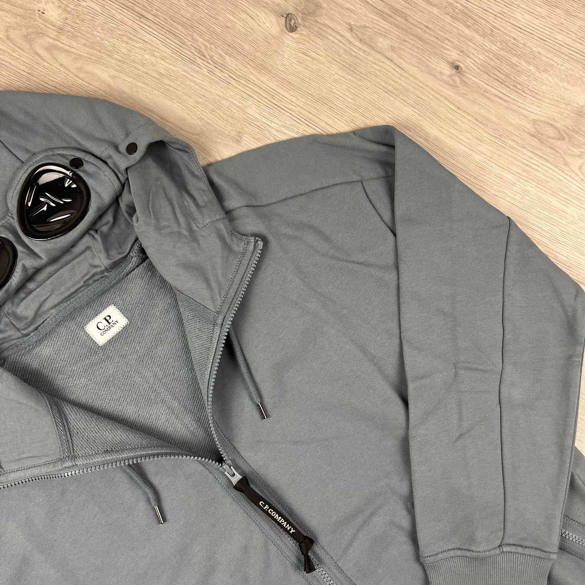 CP Company Raised Fleece Goggle Hoodie - Stormy Castmark
