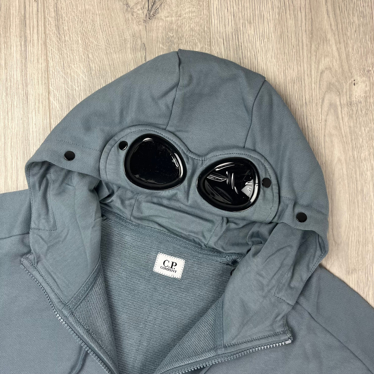 CP Company Raised Fleece Goggle Hoodie - Stormy Castmark