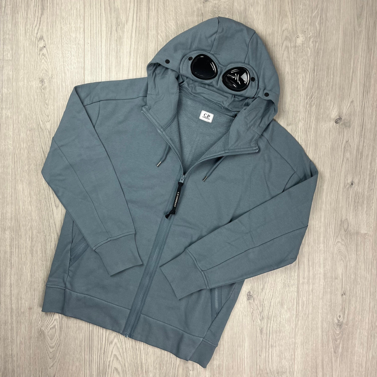 CP Company Raised Fleece Goggle Hoodie - Stormy Castmark