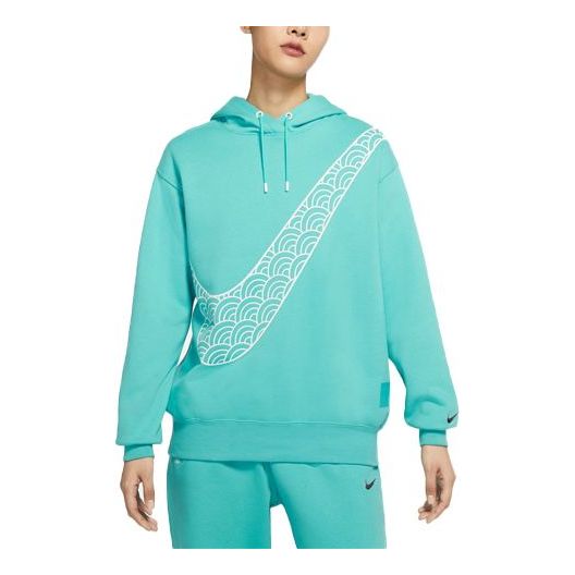 (WMNS) Nike CNY New Year's Edition Hoodie Fleece Loose Knit Sports Blue Green DQ5368-392