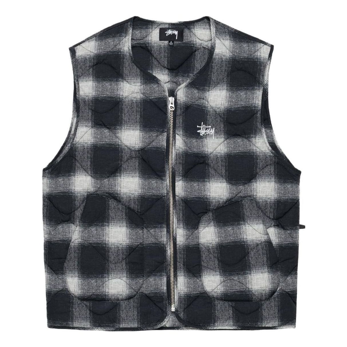 Stussy Plaid Nylon Liner Vest 'Black' 115720