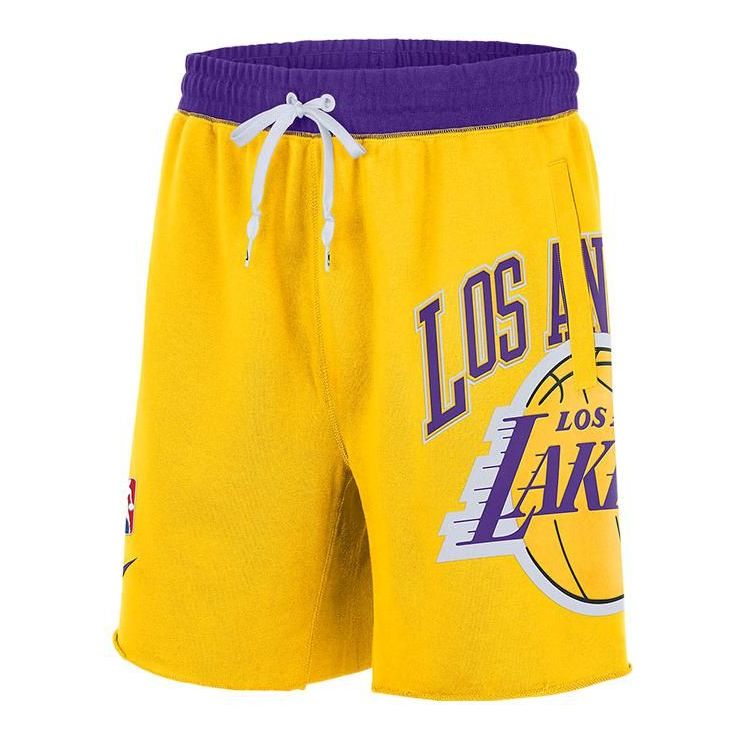 Nike Lakers Colorblock Alphabet team logo Knit Breathable Athleisure Casual Sports Shorts Yellow DB1954-728