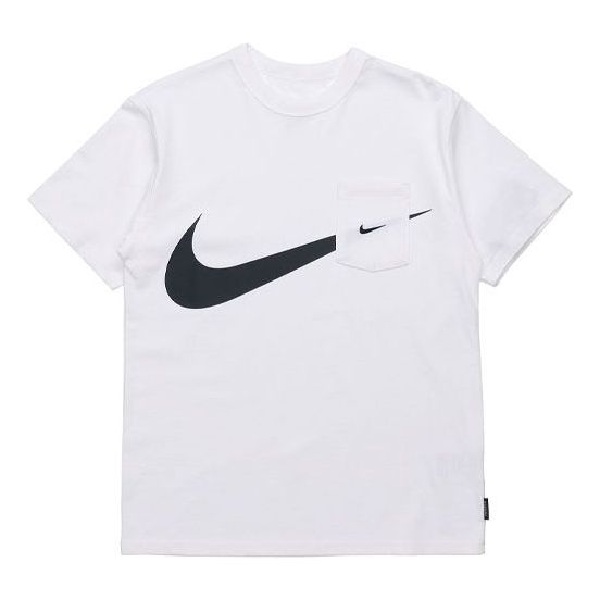 Nike Sportswear Swoosh Casual Sports Round Neck Logo Pocket Short Sleeve White DJ4134-100