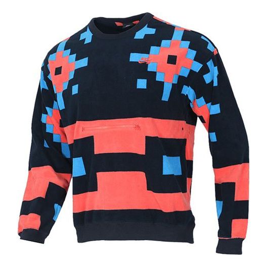 Nike SB Skateboard Icon Pattern Printed Sweater For Men Black/Red BV0878-475