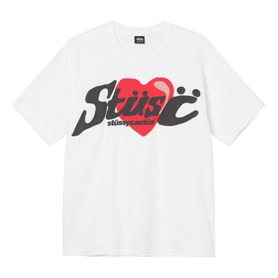 Stussy x CPFM Crossover Heart Tee Love Pattern Alphabet Short Sleeve Unisex White 3903700