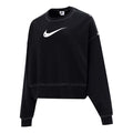 (WMNS) Nike Sportswear Swoosh Logo Embroidered Loose Knit Short Round Neck Pullover Black Hoodie DO7212-010