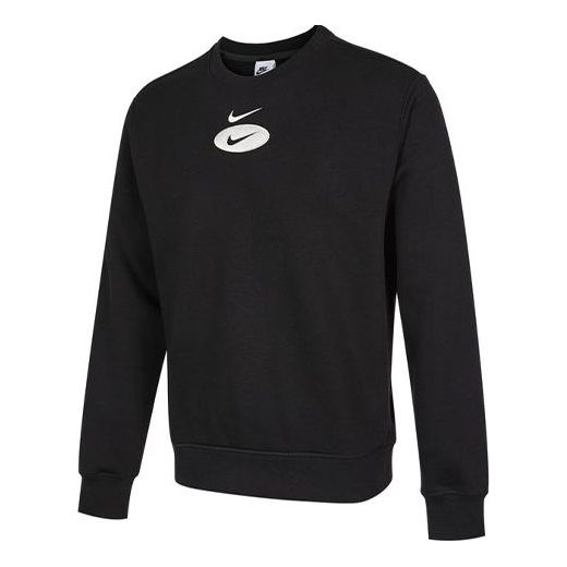 Men's Nike As Nsw Sl Bb Crew Casual Sports Fleece Lined Round Neck Long Sleeves Black DM5461-010